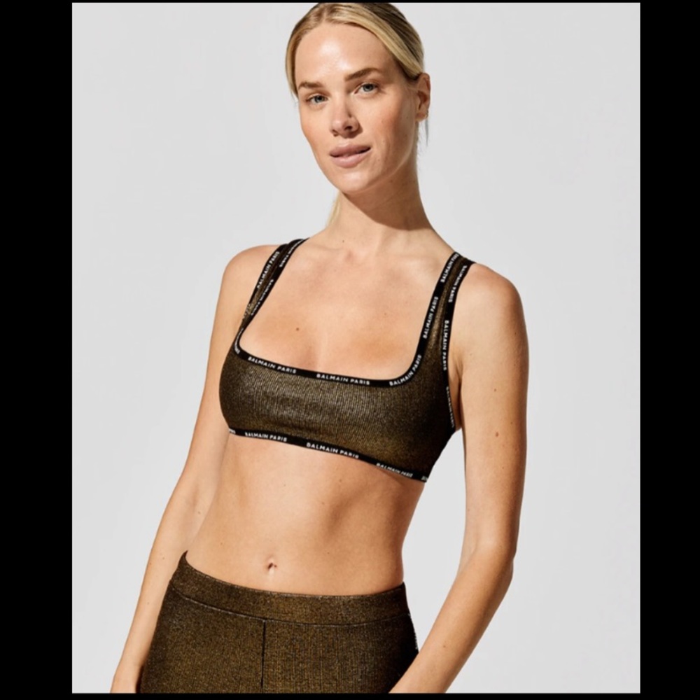 BALMAIN*Metallic Ribbed Sportsbra**$270 - Picture 3 of 5